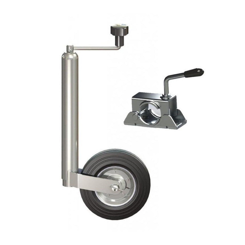 48mm Trailer / Caravan Trailer Jockey Wheel 150kg inc Bolt on Steel Split Clamp